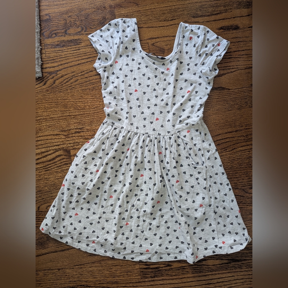 Expressions Gray Heart Print Kids Dress